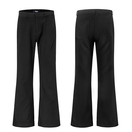 黑色微喇西裤男美式cleanfit喇叭垂感高级感修身直筒西装裤子秋冬