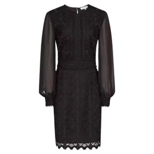 REISS三十而已王漫妮江疏影同款连衣裙长袖蕾丝纯色优雅露背暗扣