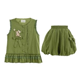 森女部落森系日常百搭马甲灯笼裤时尚套装女2026新款显瘦夏季穿搭