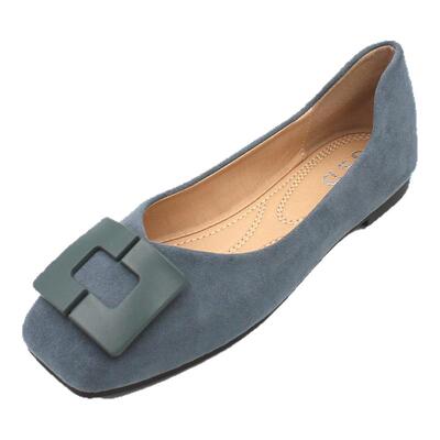 网红女鞋四季温柔方头平底瓢鞋