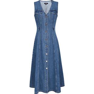 Vero Moda连衣裙女2026春季新款含莱赛尔V领A摆腰带牛仔长裙