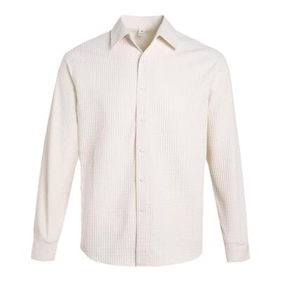 90年代美式复古尖领华夫格衬衫