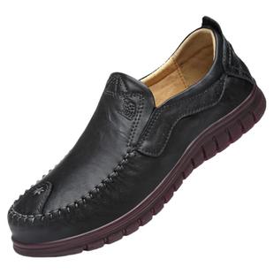 骆驼牌女鞋套脚妈妈鞋真皮冬季保暖单鞋头层牛皮透气休闲皮鞋