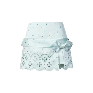 lefame拉飞姆秋季马德拉刺绣钉珠浅绿色半裙