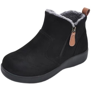 Pansy盼喜女鞋加绒加厚保暖羊毛短靴妈妈棉鞋高帮冬季雪地靴4128