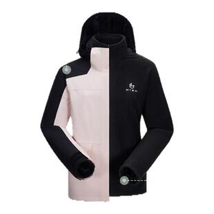美特斯邦威春三防户外徒步登山服休闲新款三合一抓绒内胆冲锋衣女