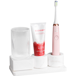 极简牙刷架单人双人电动底座大理石高端高级轻奢台式漱口杯置物架