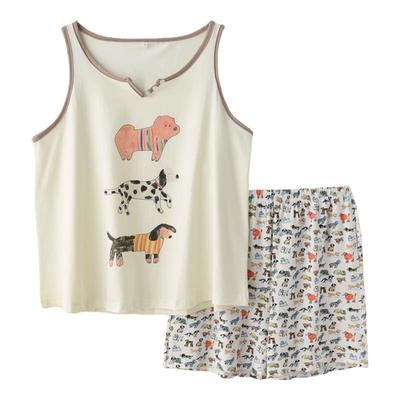 女款纯棉卡通小狗可外穿背心短裤