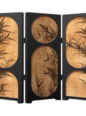 中古风墨竹屏风摆件茶桌装饰摆画