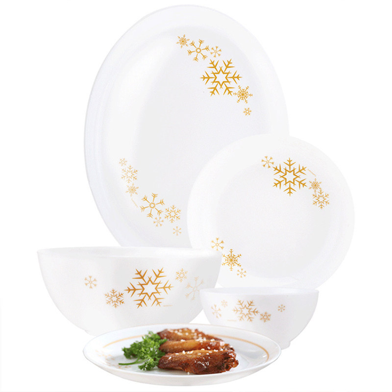 乐美雅雪花白玉餐具饭碗菜盘
