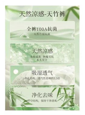 天竹60支竹纤维抗异味中腰内裤