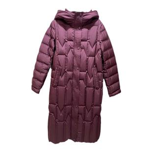 暗红色长款羽绒服秋冬新品纯色保暖鹅绒宽松外套高端品牌女装