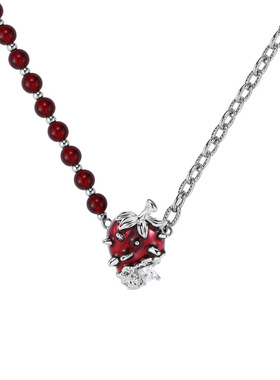 原创时尚百搭甜酷辣妹风荆棘草莓项链女高级感串珠拼接锁骨链颈链