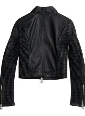 Diesel新款女士拉链开合翻领短款夹克外套银泰百货精品 301596