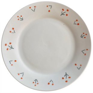 ins和风可爱小樱桃早餐盘纯手工釉上彩盘子个性家用西餐减脂餐盘