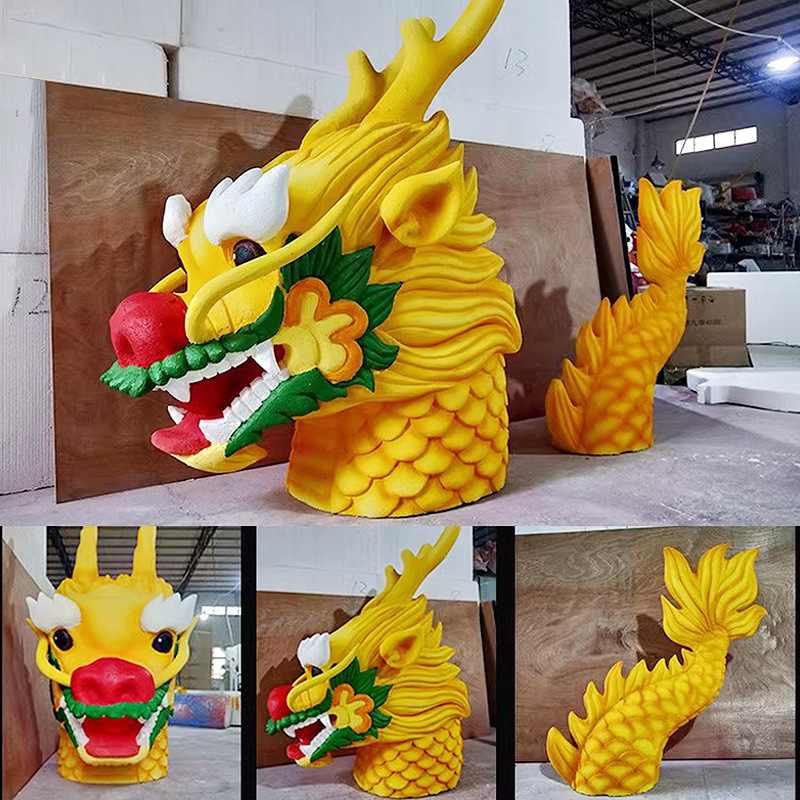 玻璃钢雕塑端午节龙头龙尾雕塑厂家定制美活动陈摆件户外布置商场