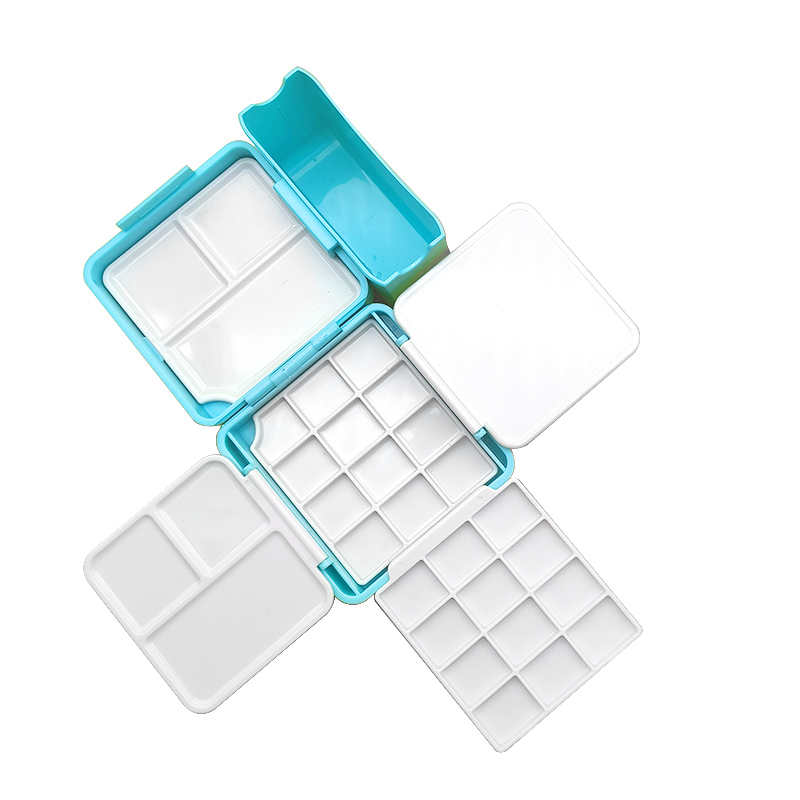 多功能多折水彩分装盒颜料空盒24格12格钥匙扣挂件便携旅行盒水桶