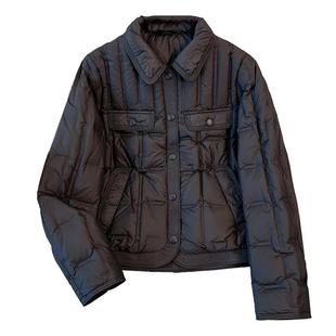 黑色轻便排骨洋气轻薄款小羽绒服女2025冬季新款版型好看夹克外套