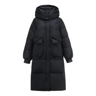 2025新款冬装胖妹妹加肥加大码200斤中长款连帽白鸭绒羽绒服外套