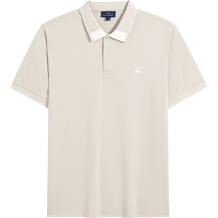 Brooks Brothers/布克兄弟男士夏新款拼接领口设计感休闲polo衫