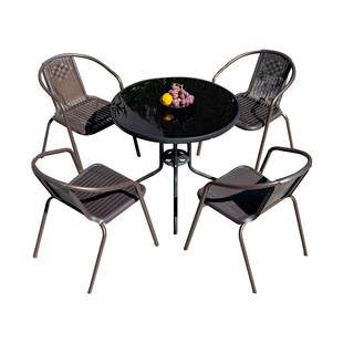 户外桌椅套装庭院休闲喝茶桌椅组合别墅花园露天阳台藤编椅三件套