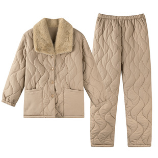 乌拉拉公主三层夹棉加厚女士睡衣冬季2025年新款加羽绒棉袄家居服