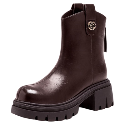 星期六棕色瘦瘦短靴切尔西马丁靴