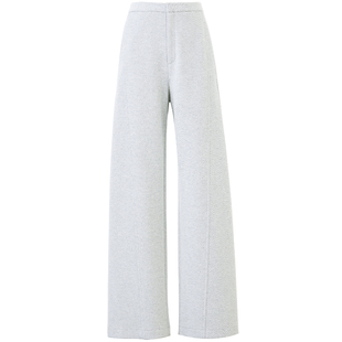 夏莫卡奶白色阔腿裤女秋冬加厚一体植绒毛呢裤卫裤醋酸羊毛裤7964