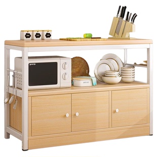 厨房置物架落地多功能桌子多层切菜工作台微波炉收纳架餐边橱柜子