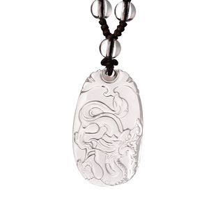 天然白水晶十二生肖龙蛇马羊猴鼠牛虎兔鸡狗猪吊坠钥匙扣挂件项链