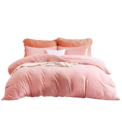 富安娜出品馨而乐牛奶绒四件套冬季加厚双面加绒被套法兰绒套件