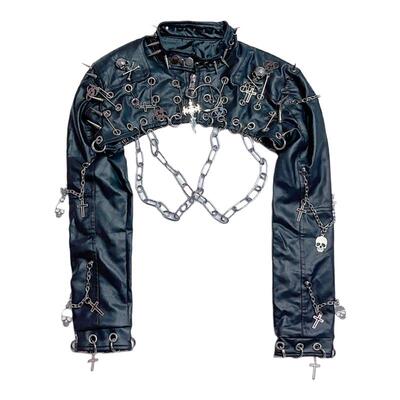 亚比朋克金属链条皮罩衫