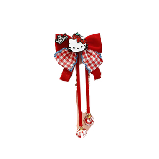 儿童新年头饰红色蝴蝶结发夹新款KT毛球发卡小女孩中国风拜年发饰