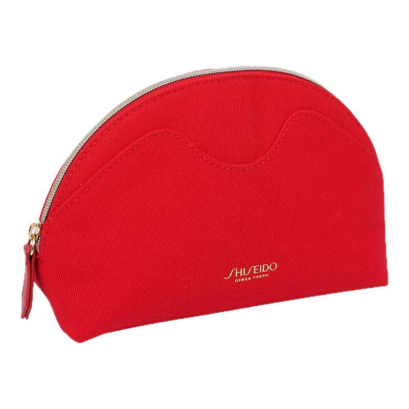 Shiseido/资生堂红色纺布贝壳包 高颜值时尚化妆包 便捷收纳包