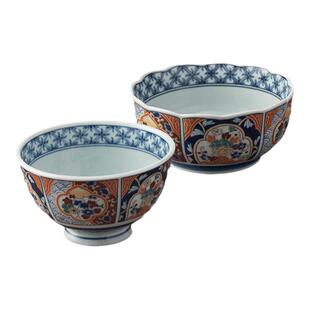 美浓烧古伊万里高脚碗日式家用釉上彩米饭碗进口花口碗家用餐具