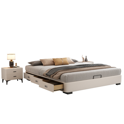 北欧真皮床箱体储物榻榻米双人床