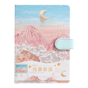 文艺手绘油画插画手账本磁扣本多功能彩页笔记本子学生少女文具