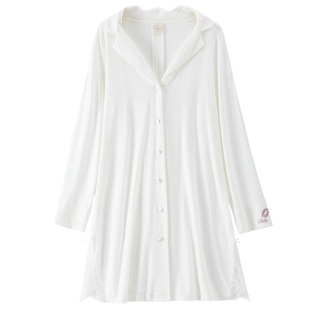 RoseTree莫代尔睡裙女款春秋季性感法式纯欲风白色衬衫睡衣衬衣夏