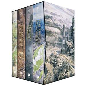 英文原版 指环王霍比特人魔戒4册盒装 The Hobbit Lord of the Rings Boxed 英文版 奇幻小说 托尔金精装彩色插图版