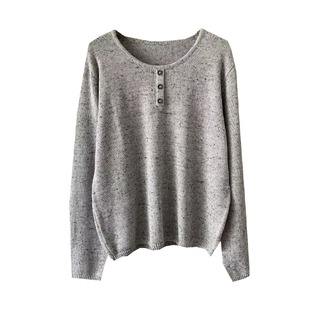 25秋季简约百搭圆领三粒扣亨利领针织衫宽松显瘦打底衫毛衣上衣女