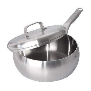 OQO欧克欧18-10不锈钢炒锅大肚锅家用无涂层不粘平底电燃通用24cm