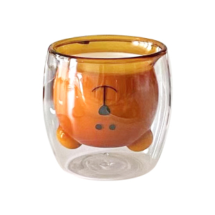 韩国ins博主同款可爱小熊双层耐热玻璃杯咖啡杯拿铁牛奶杯 250ml