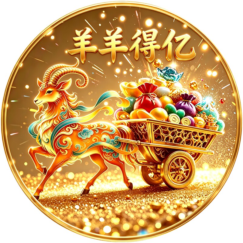 羊羊得亿墙贴生肖羊运财宝防水防晒背胶自粘画财源广进遮瑕贴纸画