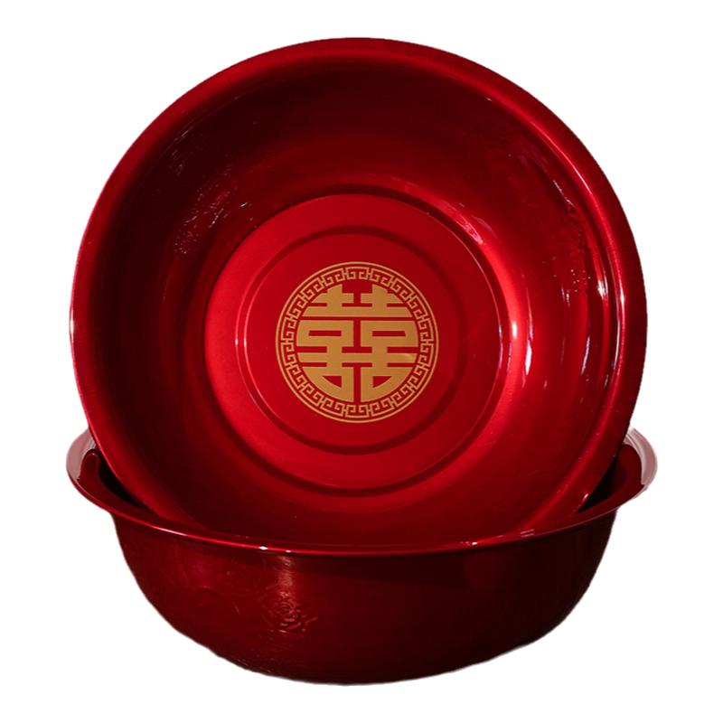 结婚喜盆一对女方陪嫁洗脸盆婚礼陪嫁嫁妆红盆婚庆用品大全