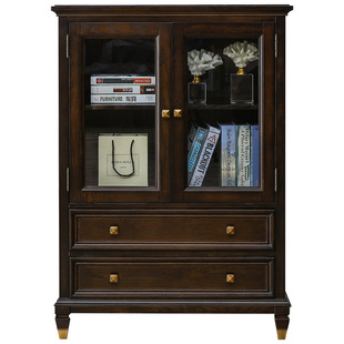 轻奢美式全实木酒柜白蜡木小户型客厅收纳储物展示柜简约复古边柜