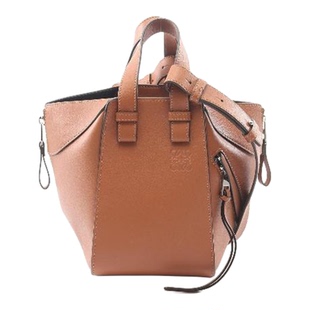 中古Loewe罗意威女包A级95新hammock bag吊床包牛皮手提包棕色