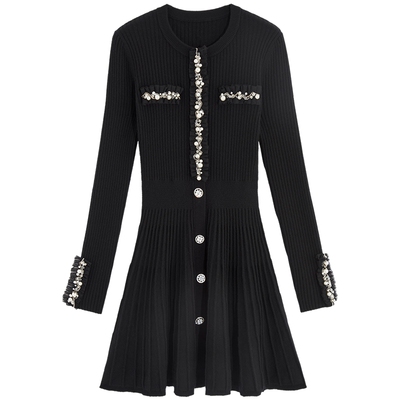 bebe春季新款小香风针织连衣裙