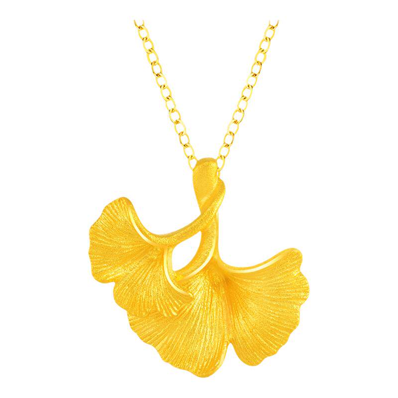 justgold镇金店银杏双-吊坠