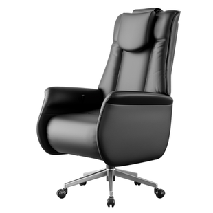 【新品】黑白调R5老板椅座椅电脑椅家用可躺椅子真皮沙发椅办公椅