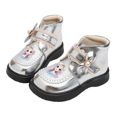 女童真皮公主靴秋冬加绒短靴单靴